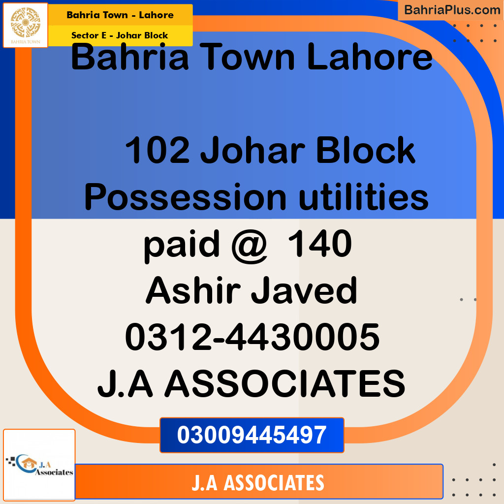 10 Marla Residential Plot for Sale in Sector E - Johar Block -  Bahria Town, Lahore - (BP-280922)
