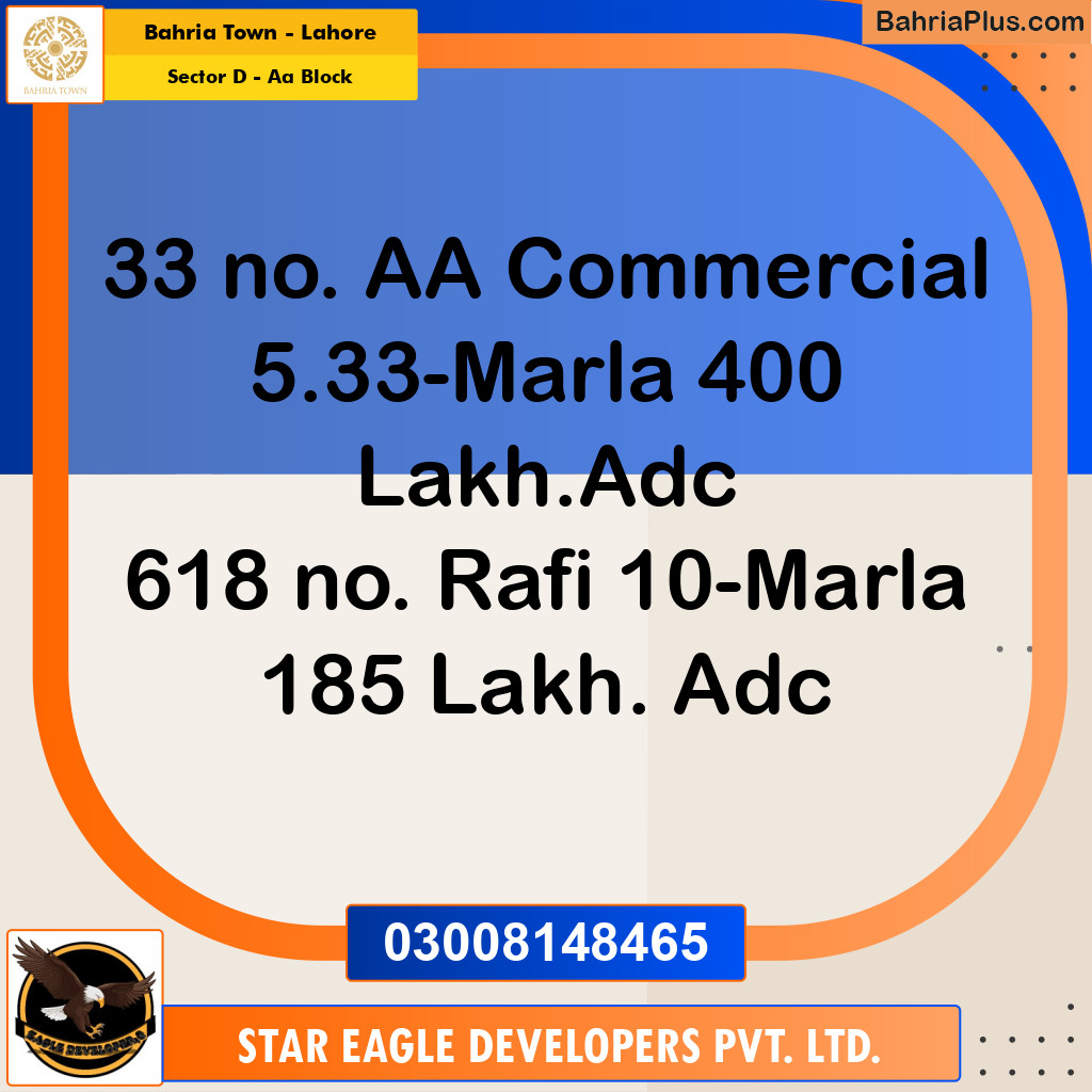 5.33 Marla Residential Plot for Sale in Sector D - AA Block -  Bahria Town, Lahore - (BP-281022)