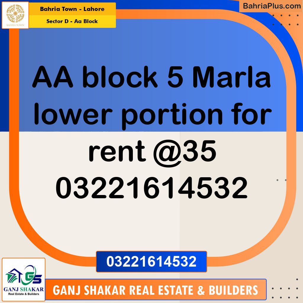 5 Marla Residential House for Rent in Sector D - AA Block -  Bahria Town, Lahore - (BP-281025)