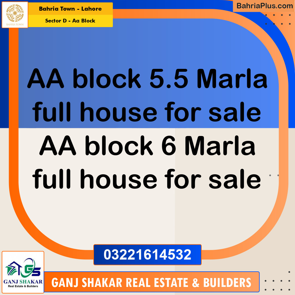 5.5 Marla Residential House for Sale in Sector D - AA Block -  Bahria Town, Lahore - (BP-281037)