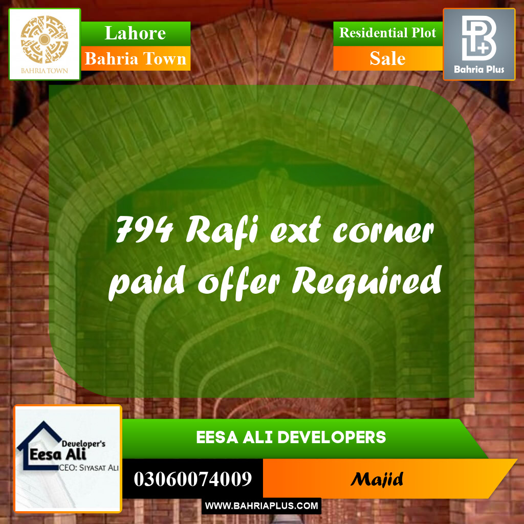 Residential Plot for Sale in Bahria Town, Lahore - (BP-281045)