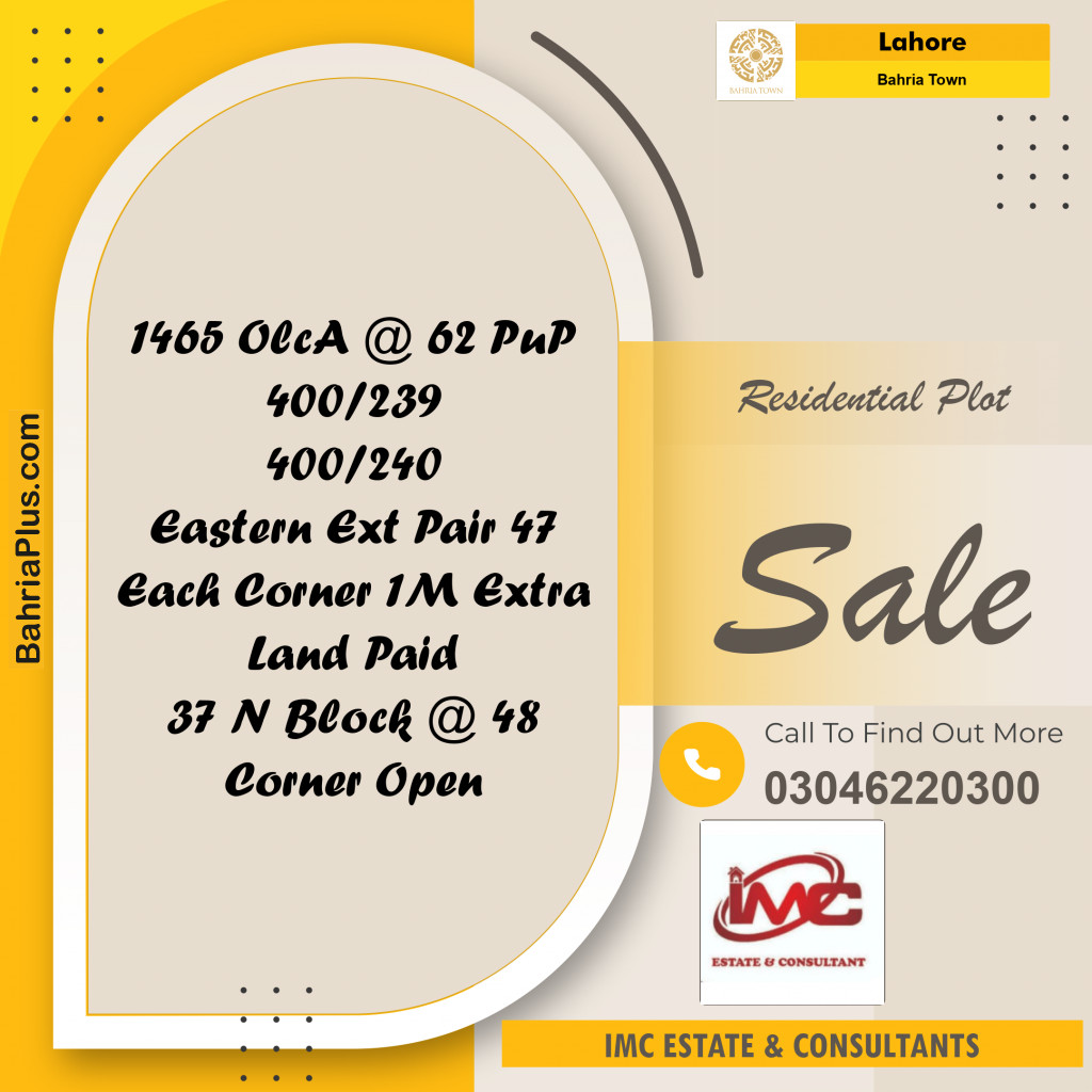 Residential Plot for Sale in Bahria Town, Lahore - (BP-281058)