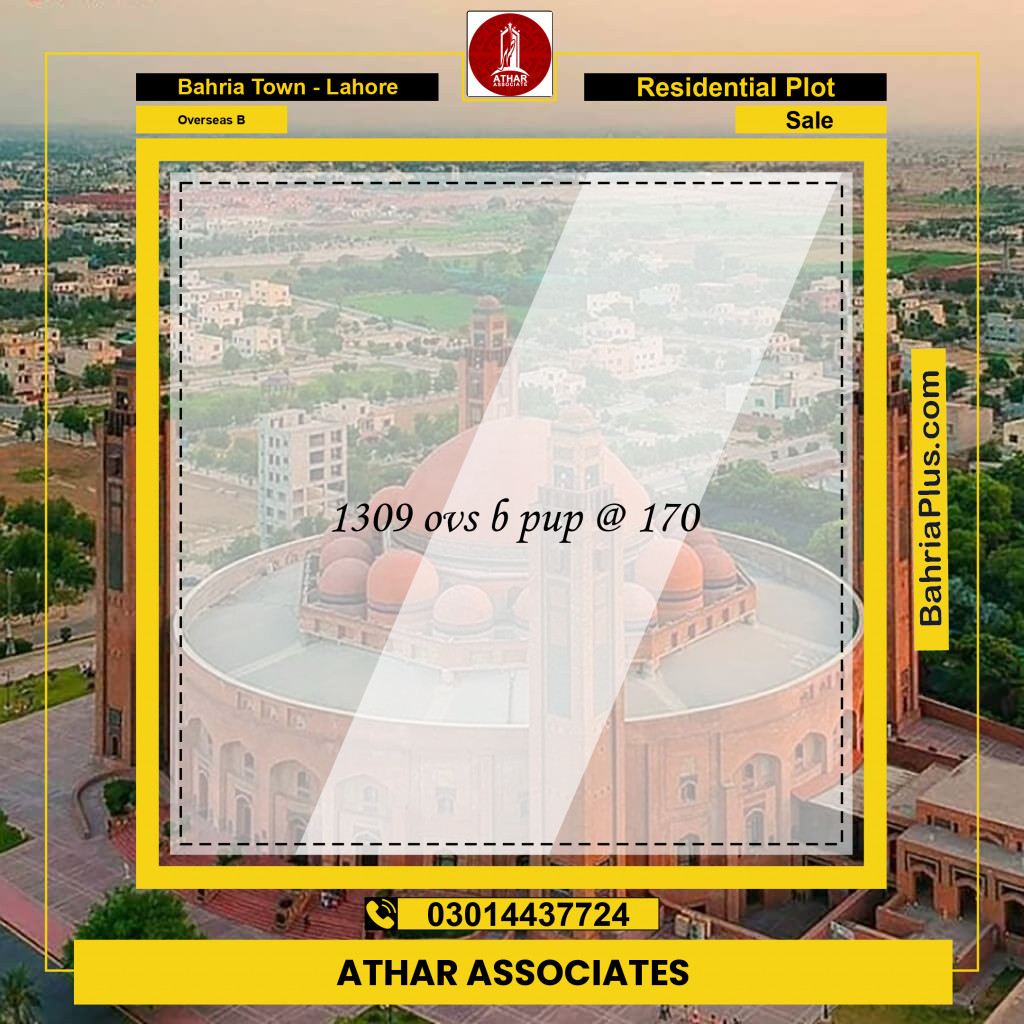 10 Marla Residential Plot for Sale in Overseas B -  Bahria Town, Lahore - (BP-281104)