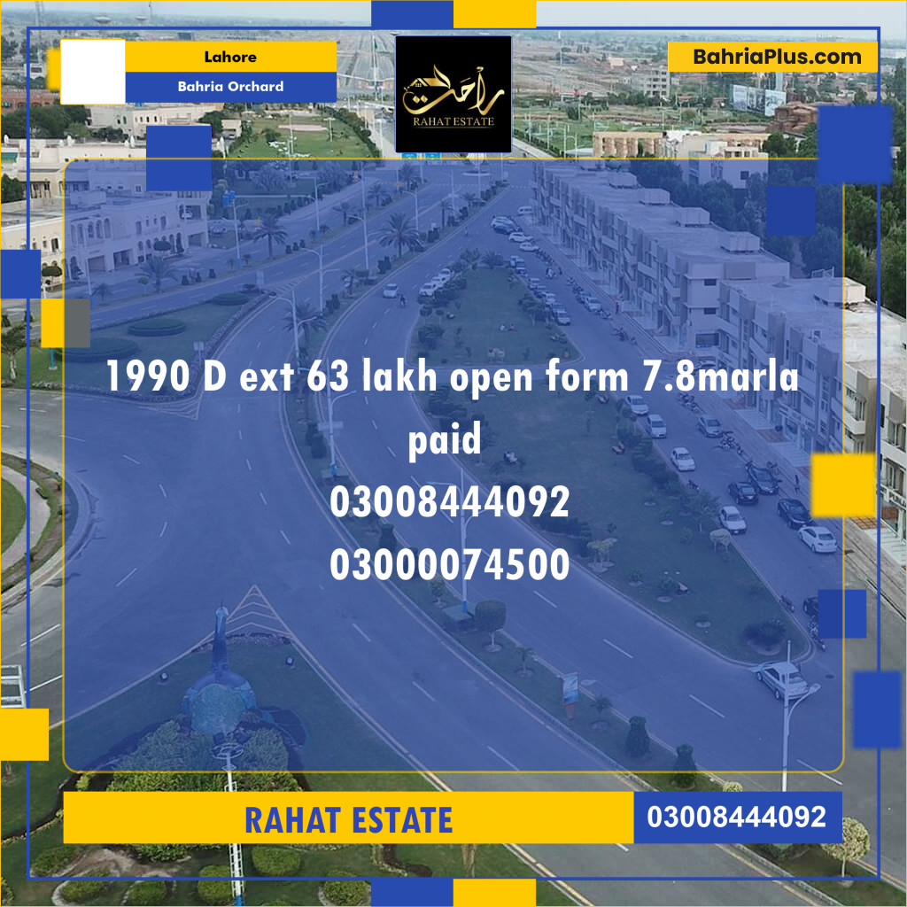 7 Marla Residential Plot for Sale in Bahria Orchard, Lahore - (BP-281108)