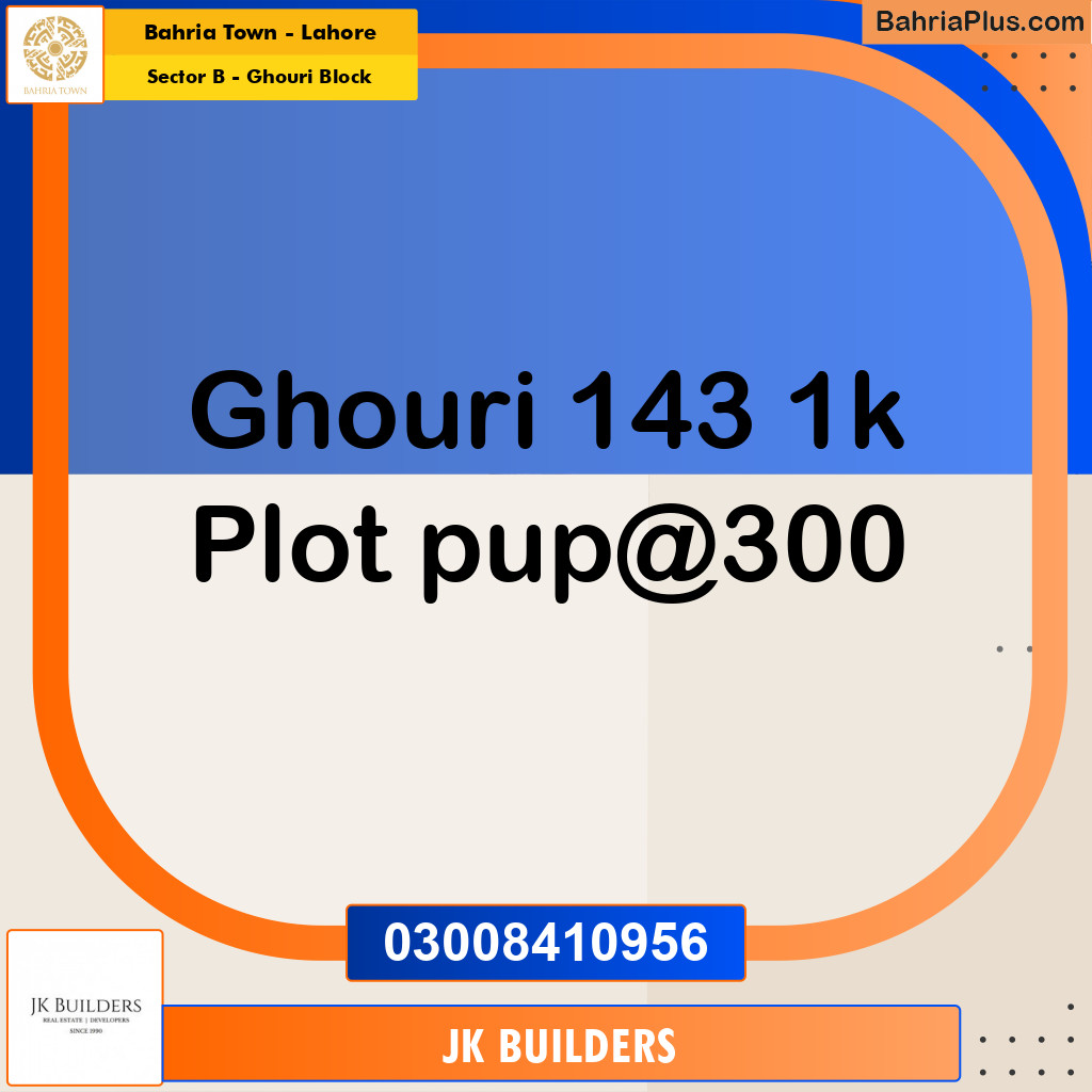 1 Kanal Residential Plot for Sale in Sector B - Ghouri Block -  Bahria Town, Lahore - (BP-281115)