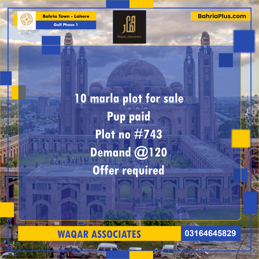 10 Marla Residential Plot for Sale in Golf Phase 1 -  Bahria Town, Lahore - (BP-281130)