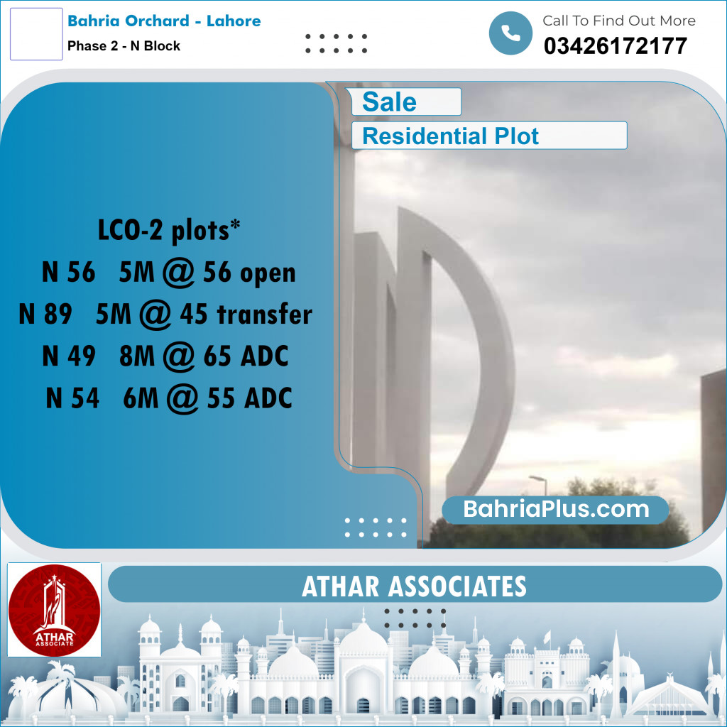5 Marla Residential Plot for Sale in Phase 2 - N Block -  Bahria Orchard, Lahore - (BP-281149)