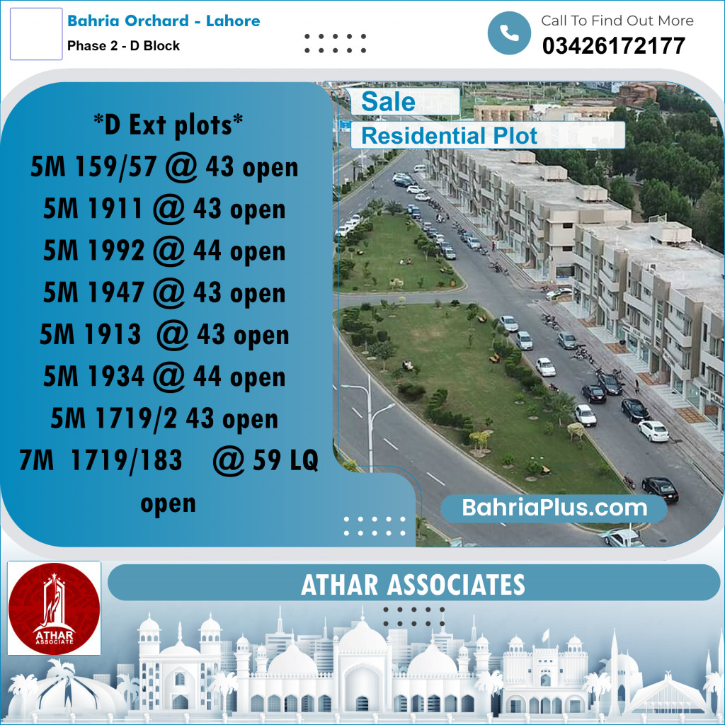 5 Marla Residential Plot for Sale in Phase 2 - D Block -  Bahria Orchard, Lahore - (BP-281152)