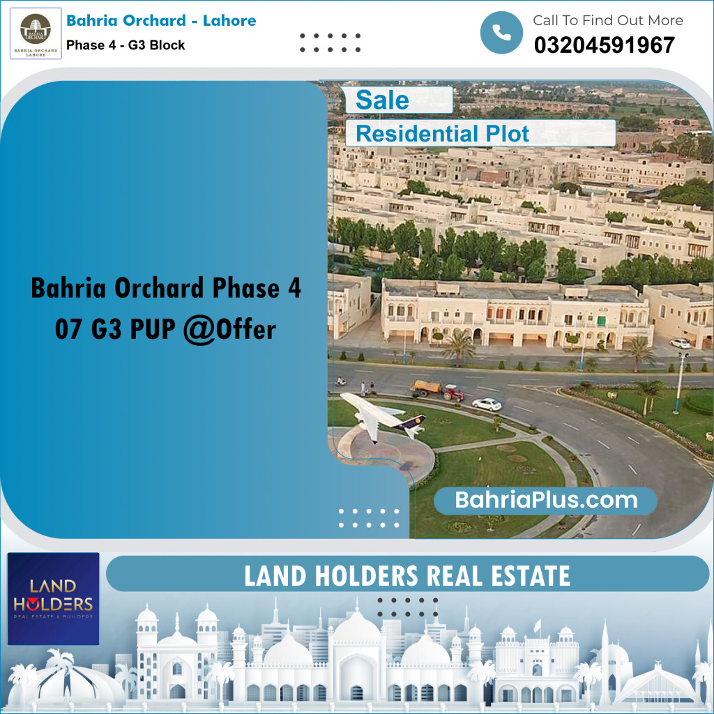 10 Marla Residential Plot for Sale in Phase 4 - G3 Block -  Bahria Orchard, Lahore - (BP-281165)