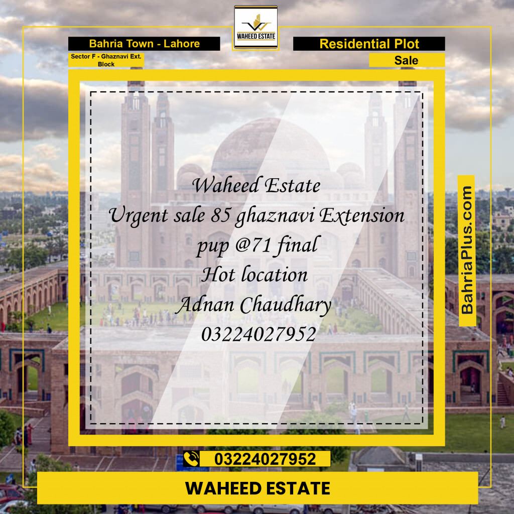 5 Marla Residential Plot for Sale in Sector F - Ghaznavi Ext. Block -  Bahria Town, Lahore - (BP-281309)