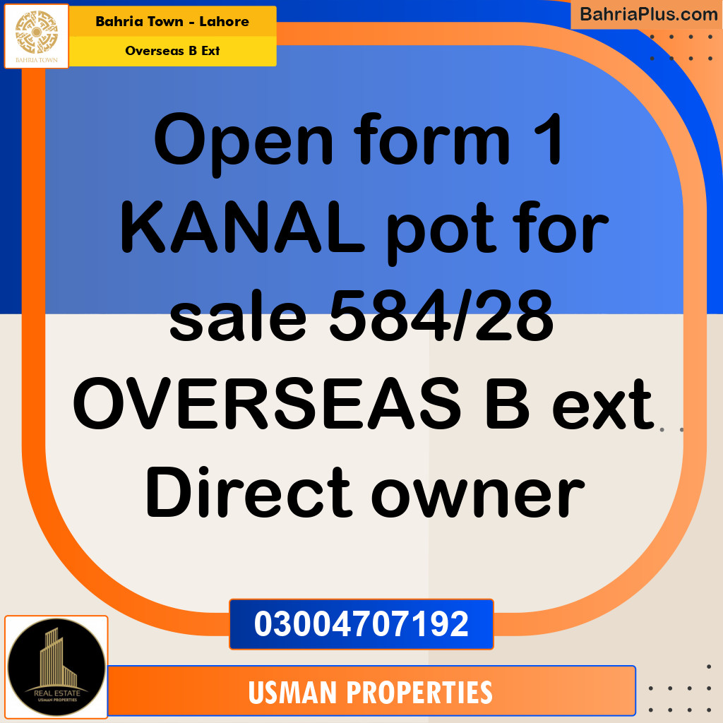 1 Kanal Residential Plot for Sale in Overseas B Ext -  Bahria Town, Lahore - (BP-281320)