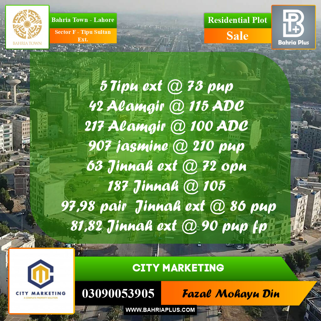 5 Marla Residential Plot for Sale in Sector F - Tipu Sultan Ext. -  Bahria Town, Lahore - (BP-281430)