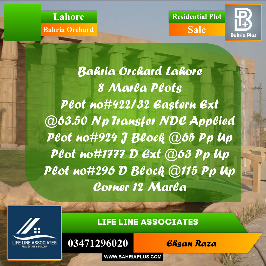 8 Marla Residential Plot for Sale in Bahria Orchard, Lahore - (BP-281460)