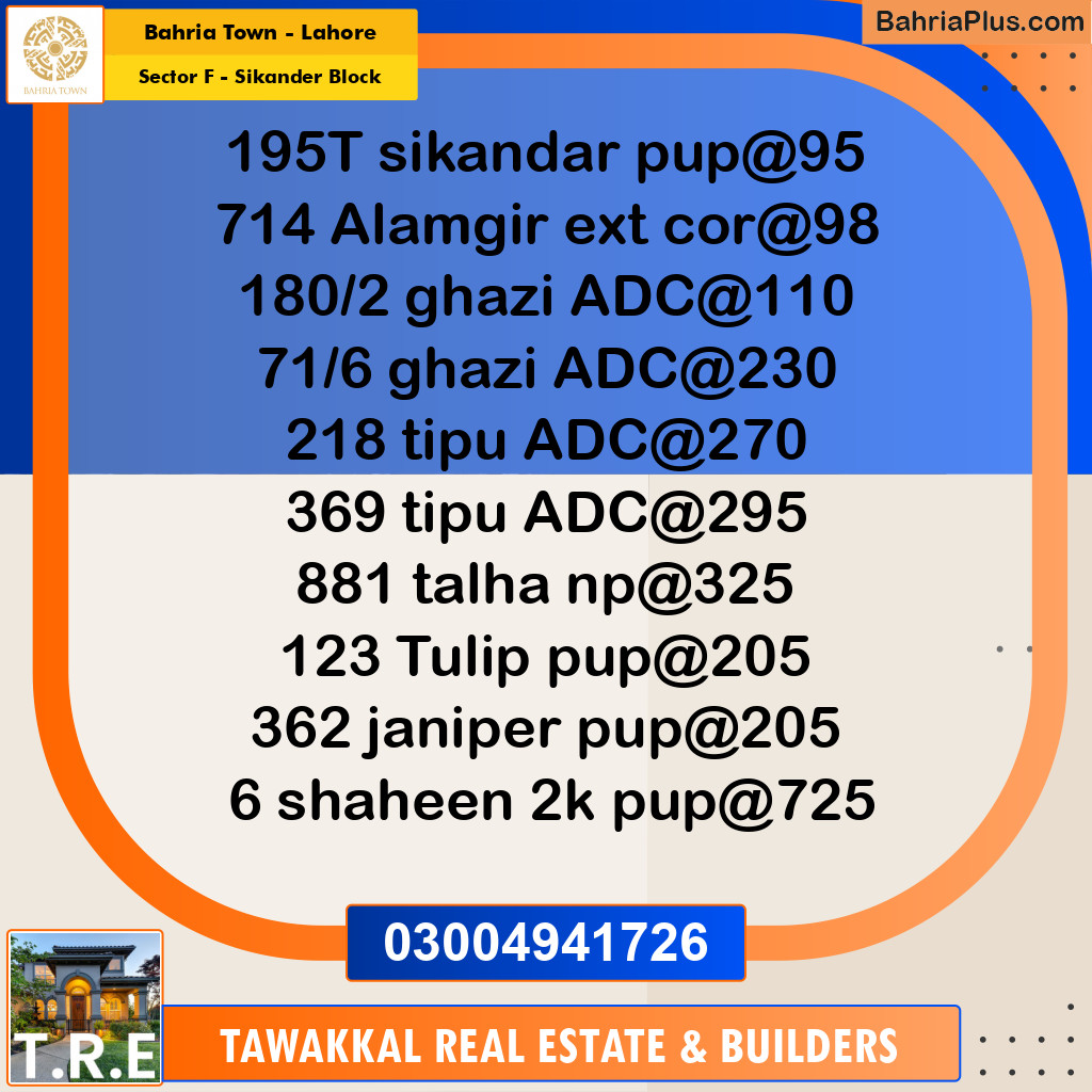 10 Marla Residential Plot for Sale in Sector F - Sikander Block -  Bahria Town, Lahore - (BP-281490)