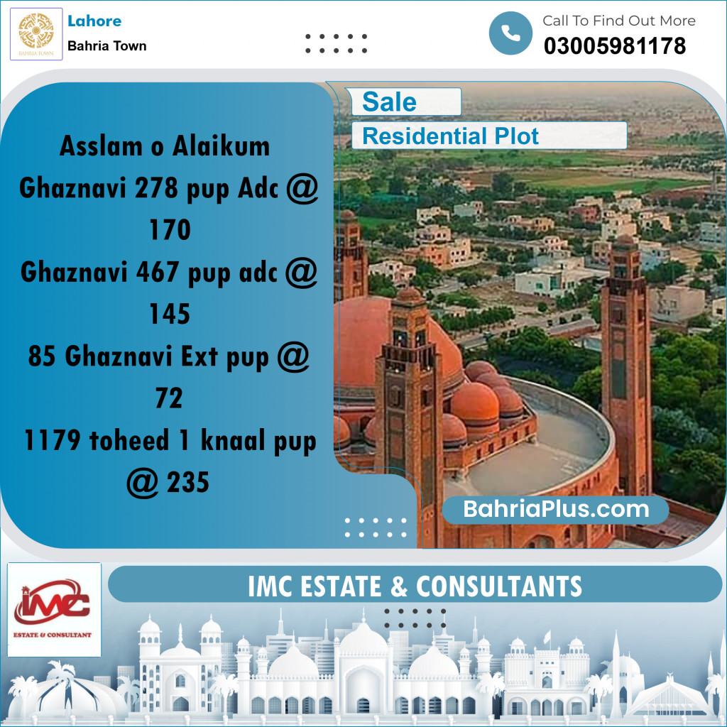 Residential Plot for Sale in Bahria Town, Lahore - (BP-281515)