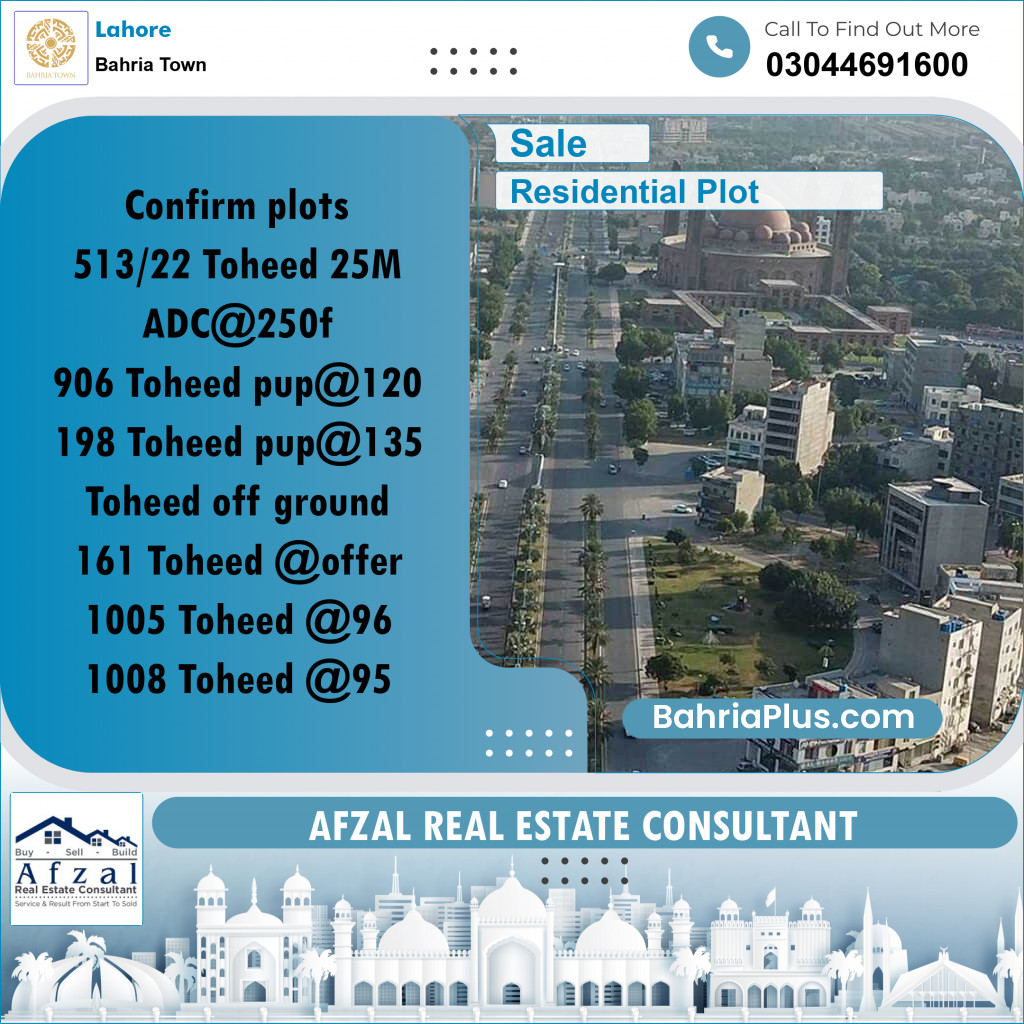 Residential Plot for Sale in Bahria Town, Lahore - (BP-281608)