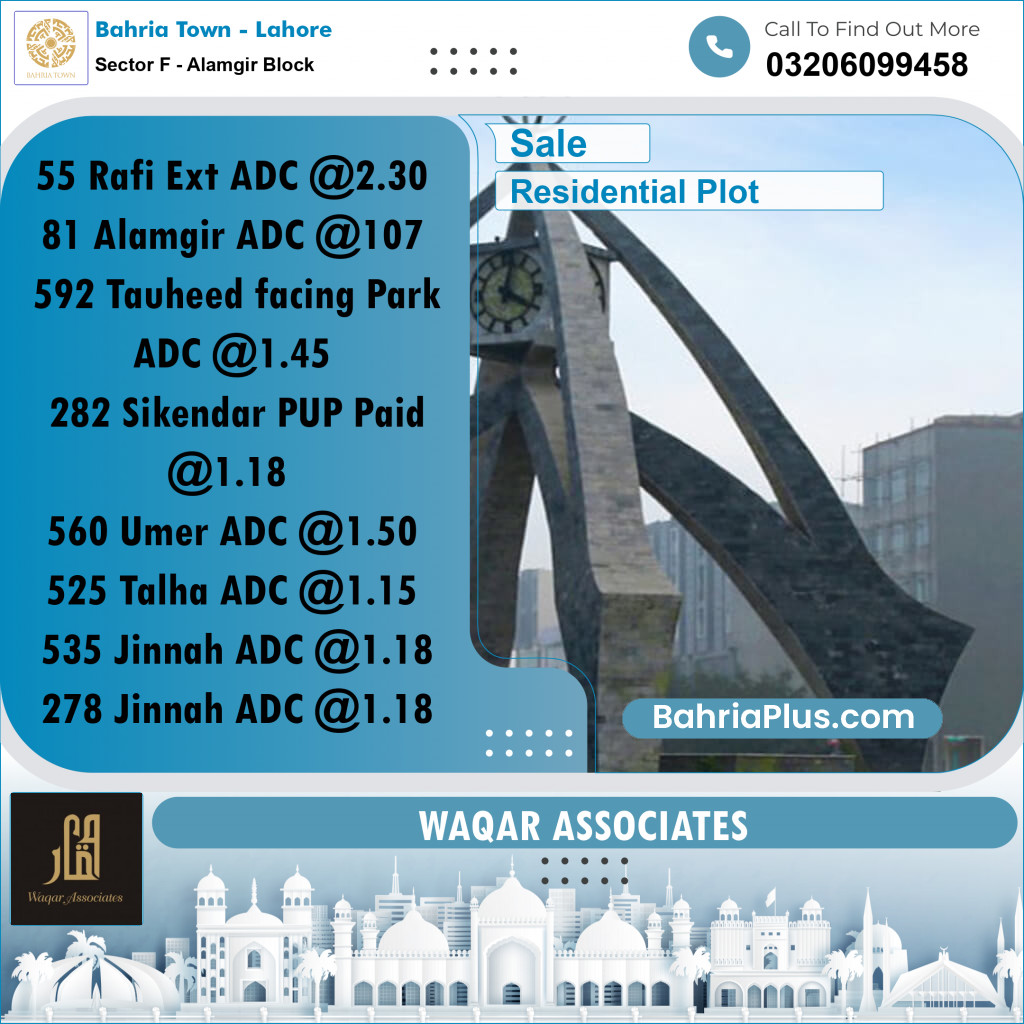 10 Marla Residential Plot for Sale in Sector F - Alamgir Block -  Bahria Town, Lahore - (BP-281622)
