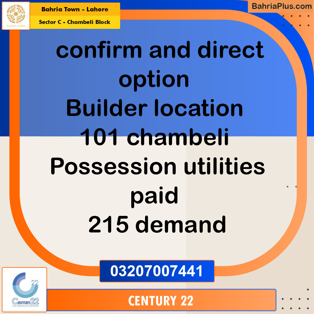 10 Marla Residential Plot for Sale in Sector C - Chambeli Block -  Bahria Town, Lahore - (BP-281641)
