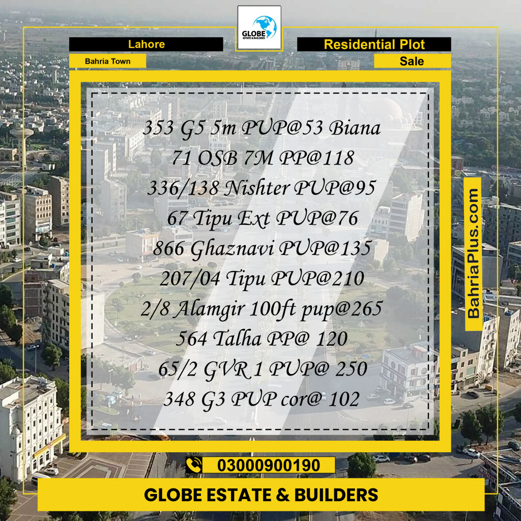 Residential Plot for Sale in Bahria Town, Lahore - (BP-281679)