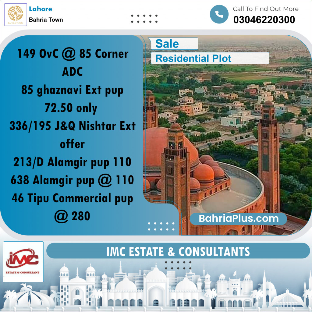 Residential Plot for Sale in Bahria Town, Lahore - (BP-281721)