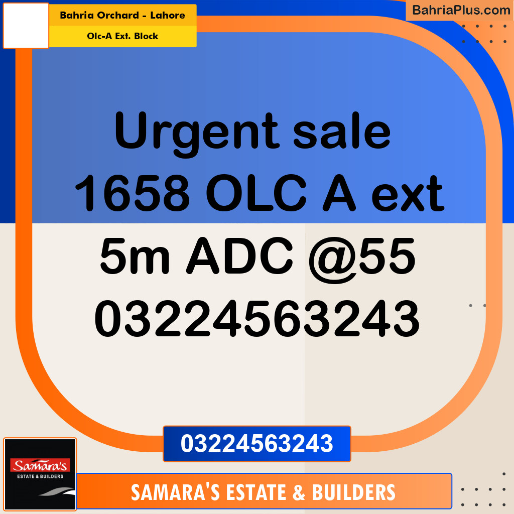 5 Marla Residential Plot for Sale in OLC-A Ext. Block -  Bahria Orchard, Lahore - (BP-281825)