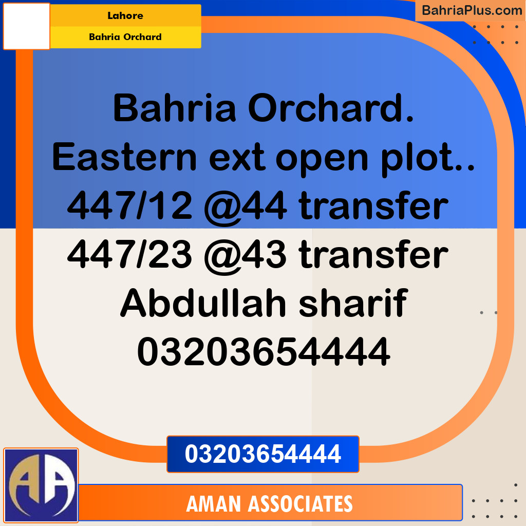 Residential Plot for Sale in Bahria Orchard, Lahore - (BP-281827)