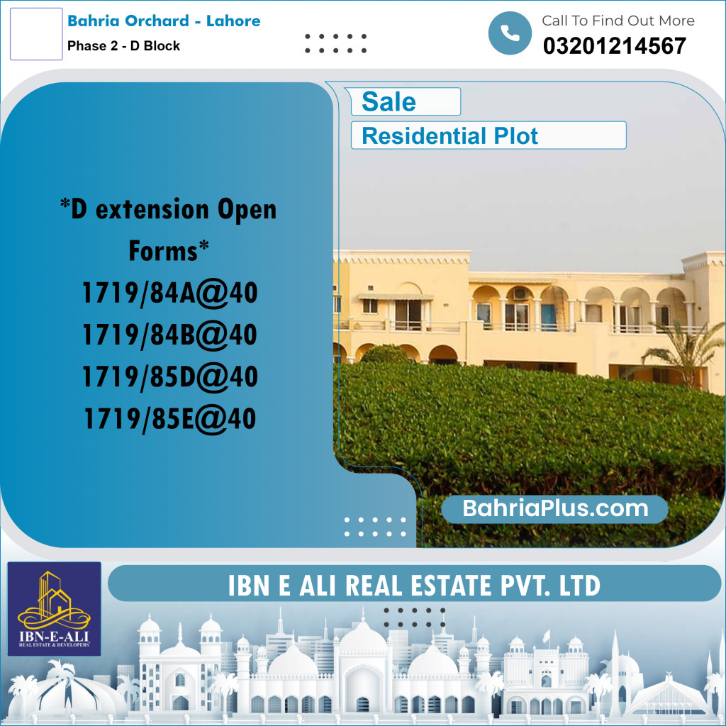 5 Marla Residential Plot for Sale in Phase 2 - D Block -  Bahria Orchard, Lahore - (BP-281854)