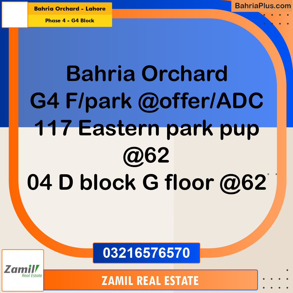 10 Marla Residential Plot for Sale in Phase 4 - G4 Block -  Bahria Orchard, Lahore - (BP-281885)