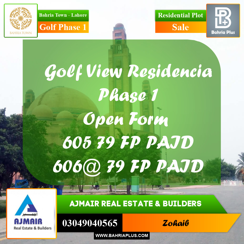 5 Marla Residential Plot for Sale in Golf Phase 1 -  Bahria Town, Lahore - (BP-281931)