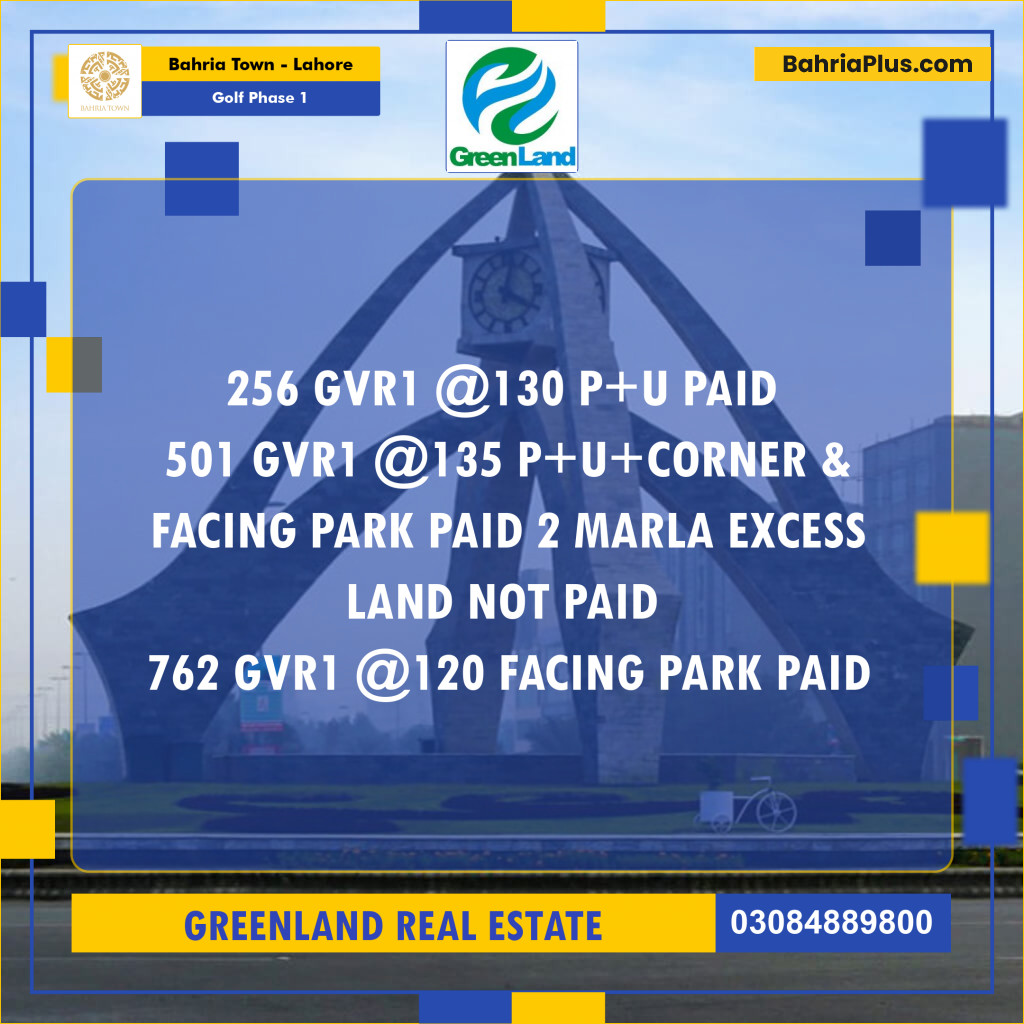 10 Marla Residential Plot for Sale in Golf Phase 1 -  Bahria Town, Lahore - (BP-282001)