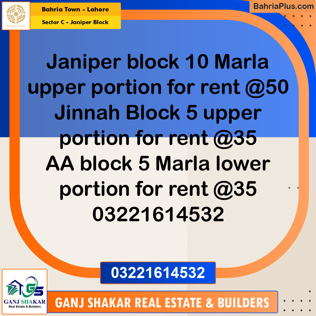 10 Marla Residential House for Rent in Sector C - Janiper Block -  Bahria Town, Lahore - (BP-282021)