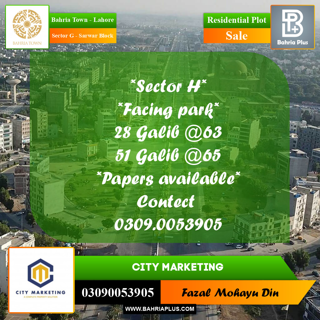 5 Marla Residential Plot for Sale in Sector G - Sarwar Block -  Bahria Town, Lahore - (BP-282065)