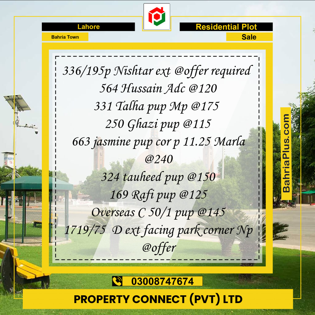 Residential Plot for Sale in Bahria Town, Lahore - (BP-282067)