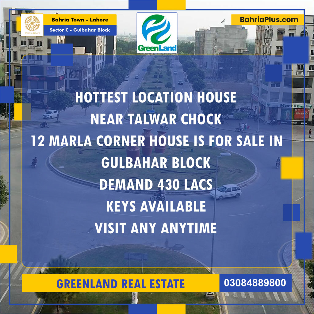 12 Marla Residential House for Sale in Sector C - Gulbahar Block -  Bahria Town, Lahore - (BP-282091)