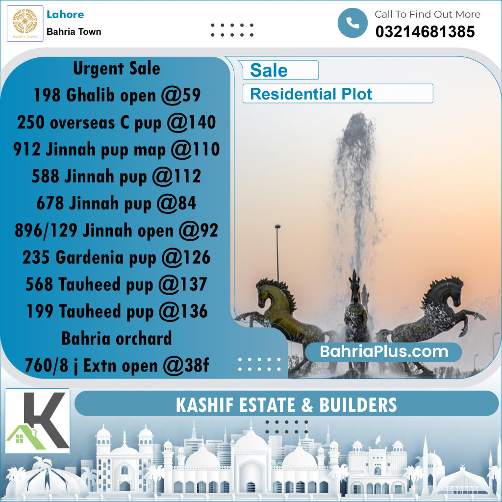 Residential Plot for Sale in Bahria Town, Lahore - (BP-282118)