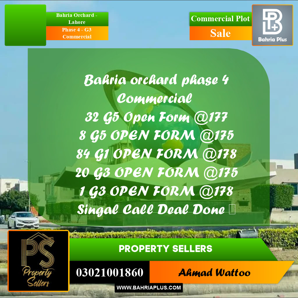 5 Marla Commercial Plot for Sale in Phase 4 - G3 Commercial -  Bahria Orchard, Lahore - (BP-282151)