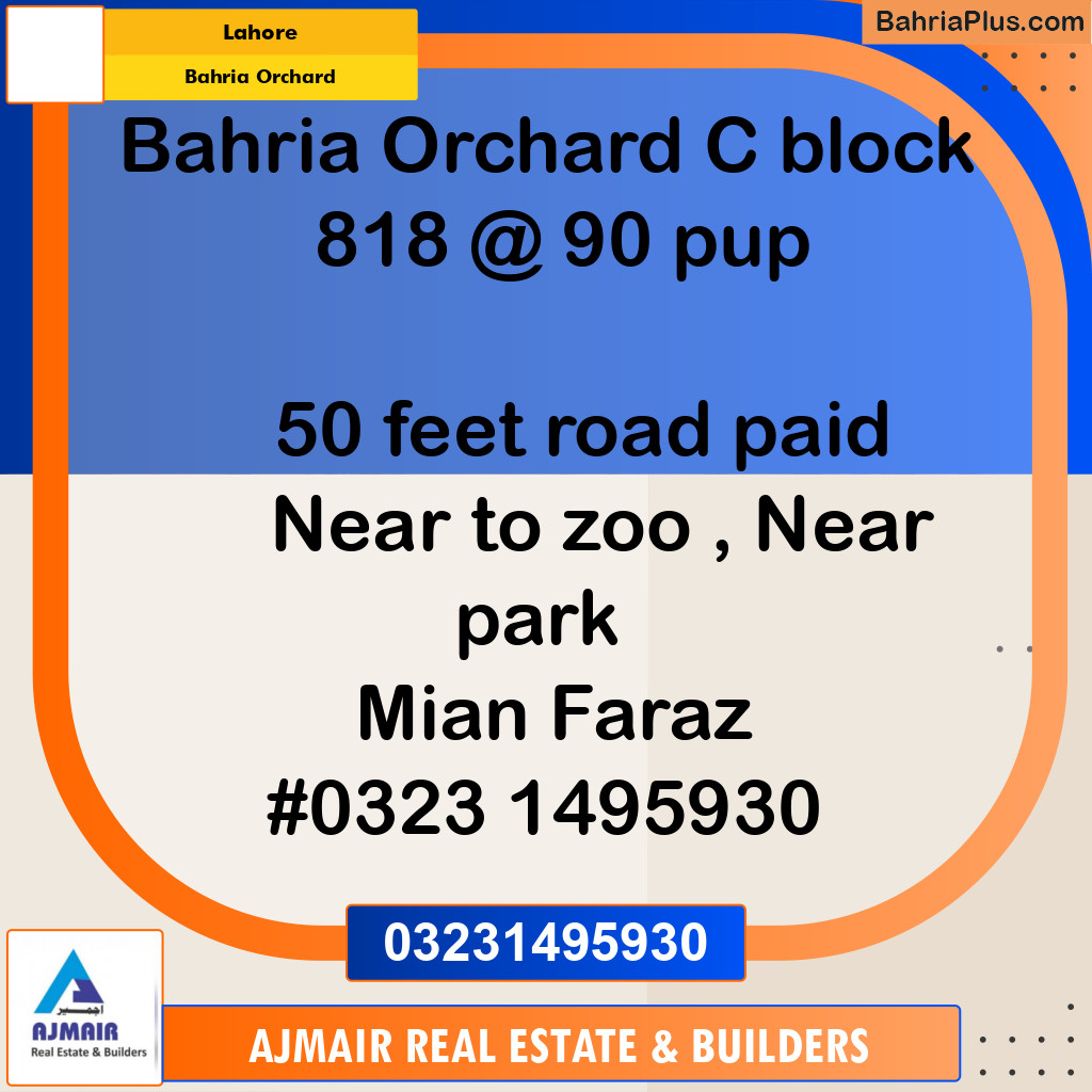 Residential Plot for Sale in Bahria Orchard, Lahore - (BP-282171)