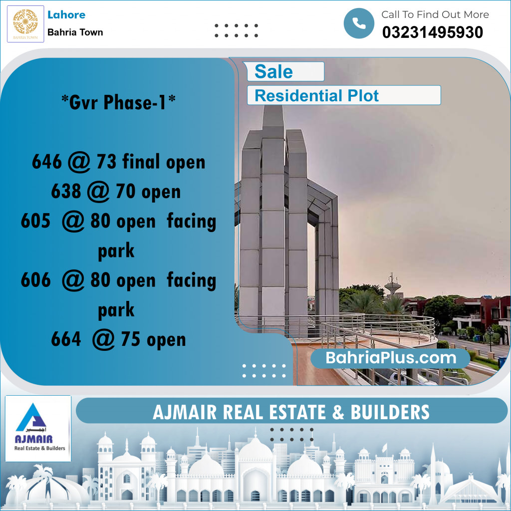 Residential Plot for Sale in Bahria Town, Lahore - (BP-282181)