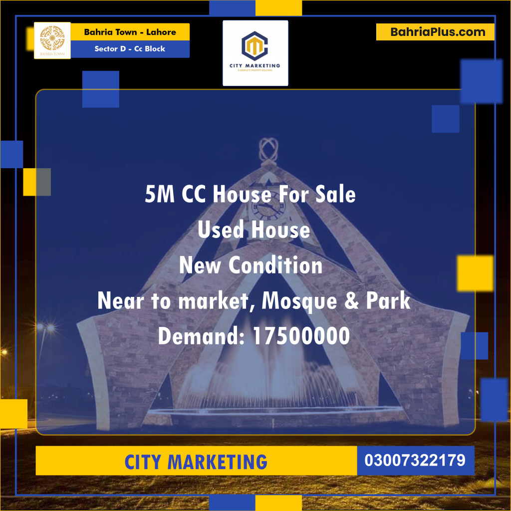 5 Marla Residential House for Sale in Sector D - CC Block -  Bahria Town, Lahore - (BP-282239)