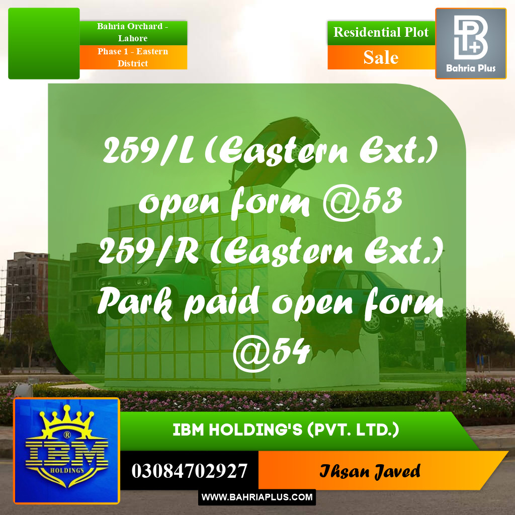 5 Marla Residential Plot for Sale in Phase 1 - Eastern District - Bahria Orchard, Lahore - (BP-282294)