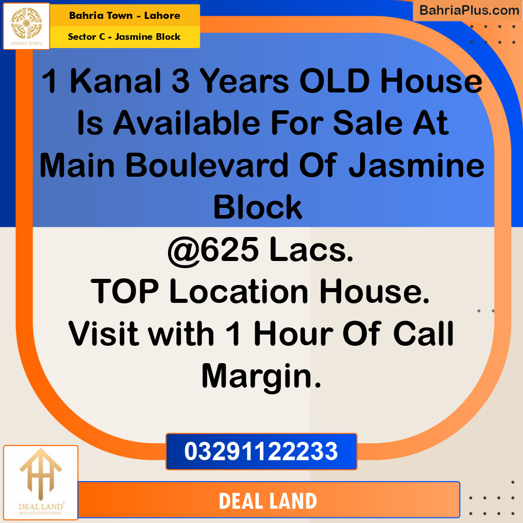 1 Kanal Residential House for Sale in Sector C - Jasmine Block -  Bahria Town, Lahore - (BP-282296)