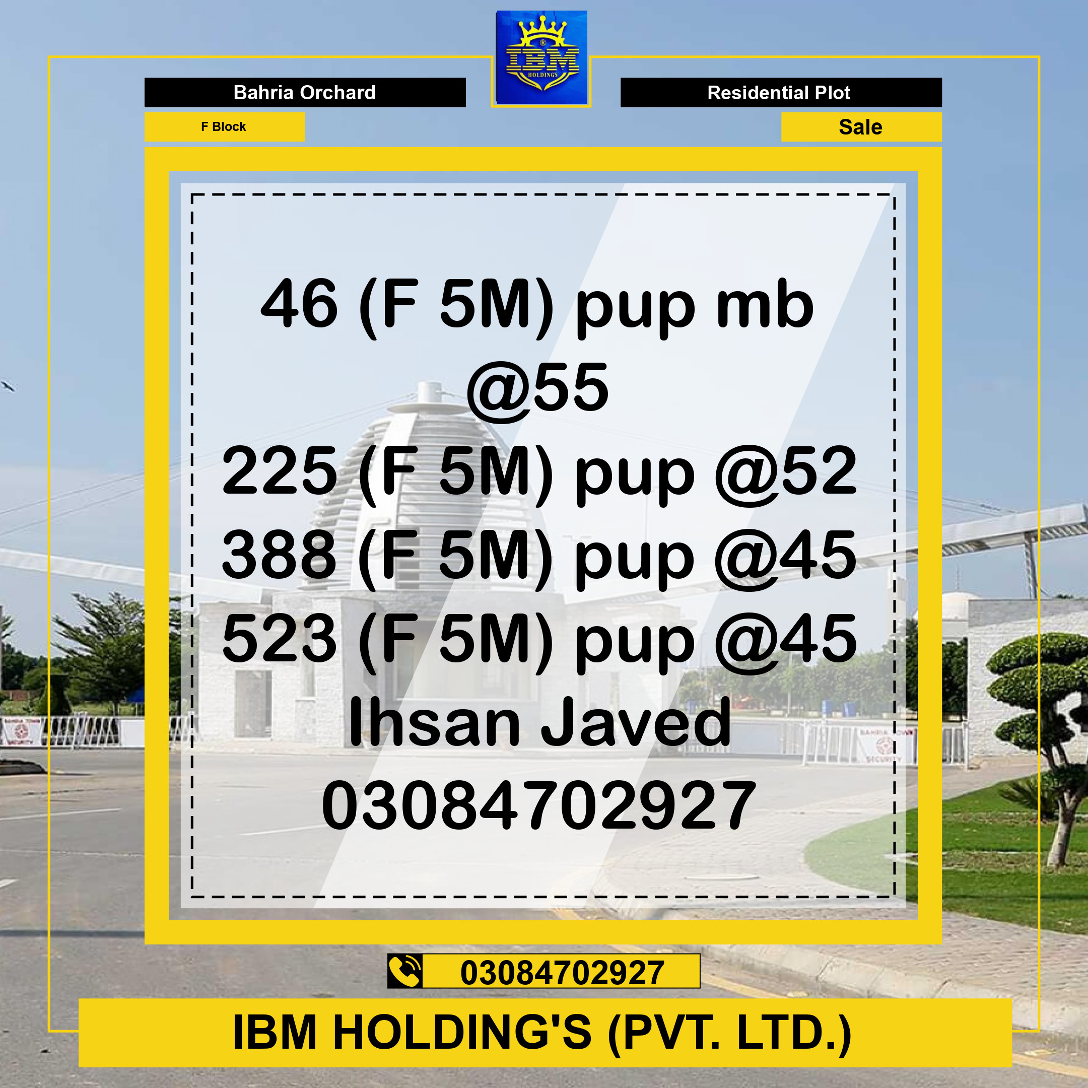5 Marla Residential Plot for Sale in Phase 2 - F Block -  Bahria Orchard, Lahore - (BP-282304)