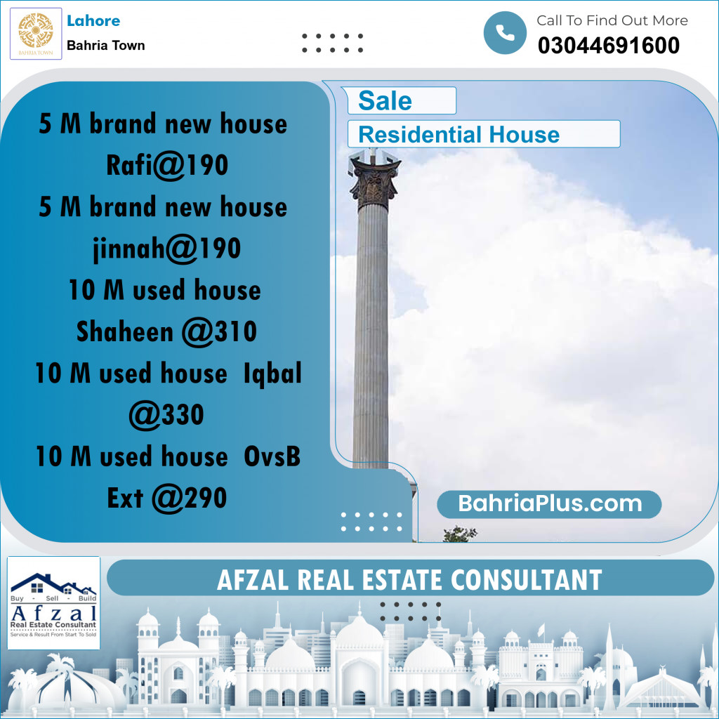 Residential House for Sale in Bahria Town, Lahore - (BP-282315)