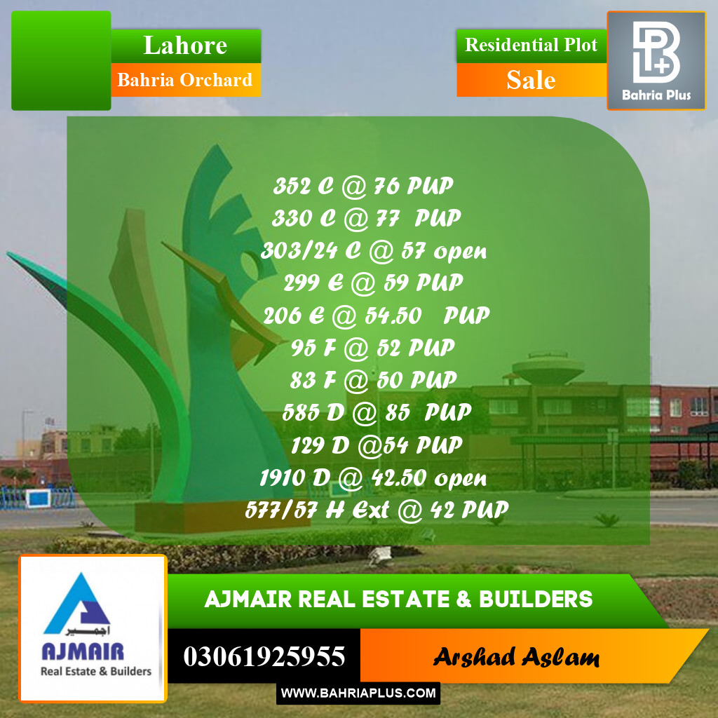 Residential Plot for Sale in Bahria Orchard, Lahore - (BP-282353)