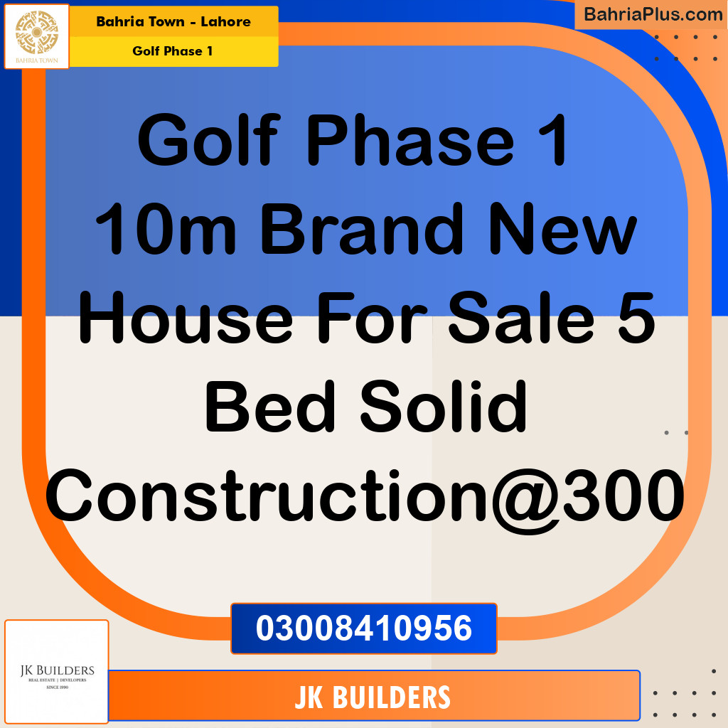 10 Marla Residential House for Sale in Golf Phase 1 -  Bahria Town, Lahore - (BP-282396)