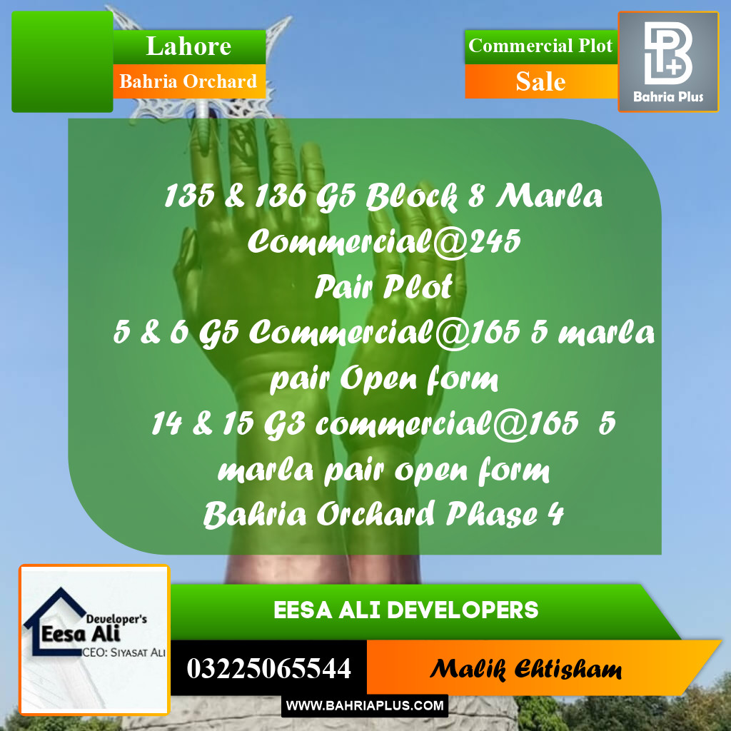 Commercial Plot for Sale in Bahria Orchard, Lahore - (BP-282405)