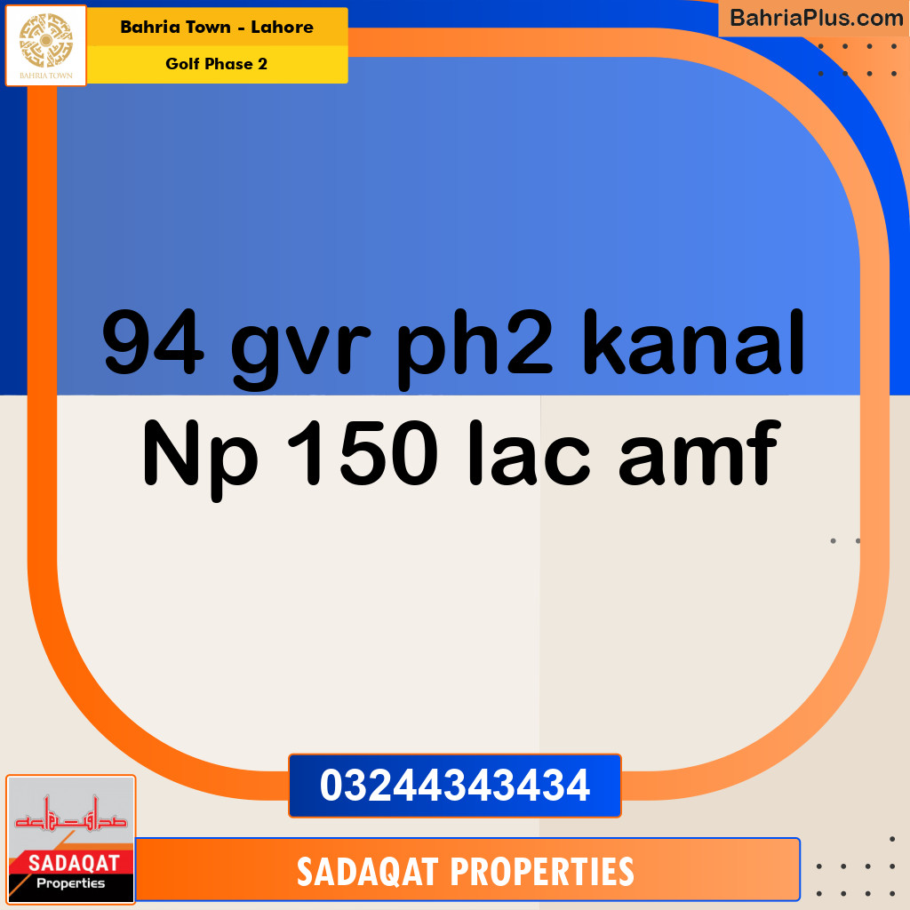 1 Kanal Residential Plot for Sale in Golf Phase 2 -  Bahria Town, Lahore - (BP-282444)