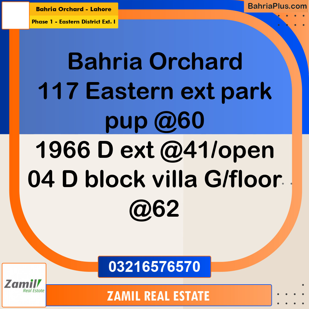 5 Marla Residential Plot for Sale in Phase 1 - Eastern District Ext. I -  Bahria Orchard, Lahore - (BP-282457)