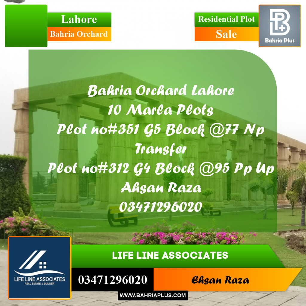 10 Marla Residential Plot for Sale in Bahria Orchard, Lahore - (BP-282462)
