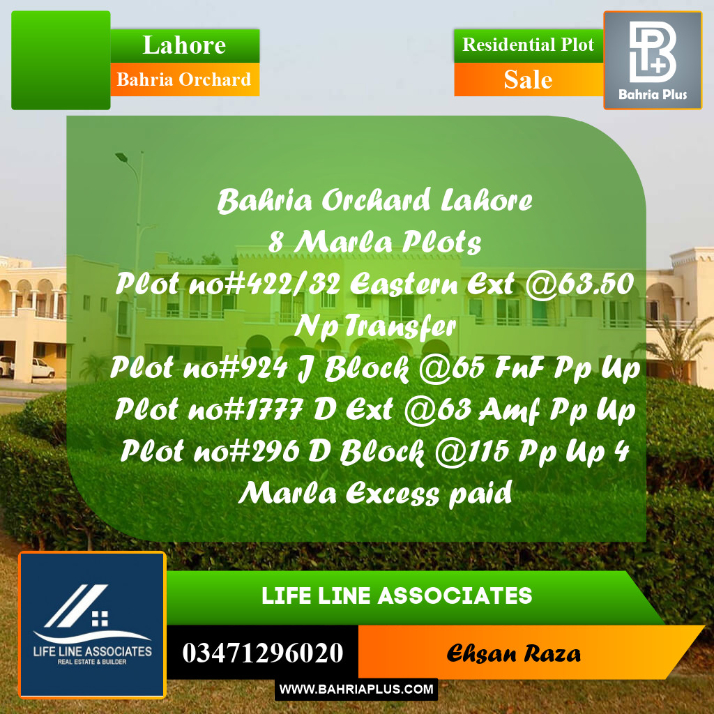 8 Marla Residential Plot for Sale in Bahria Orchard, Lahore - (BP-282468)